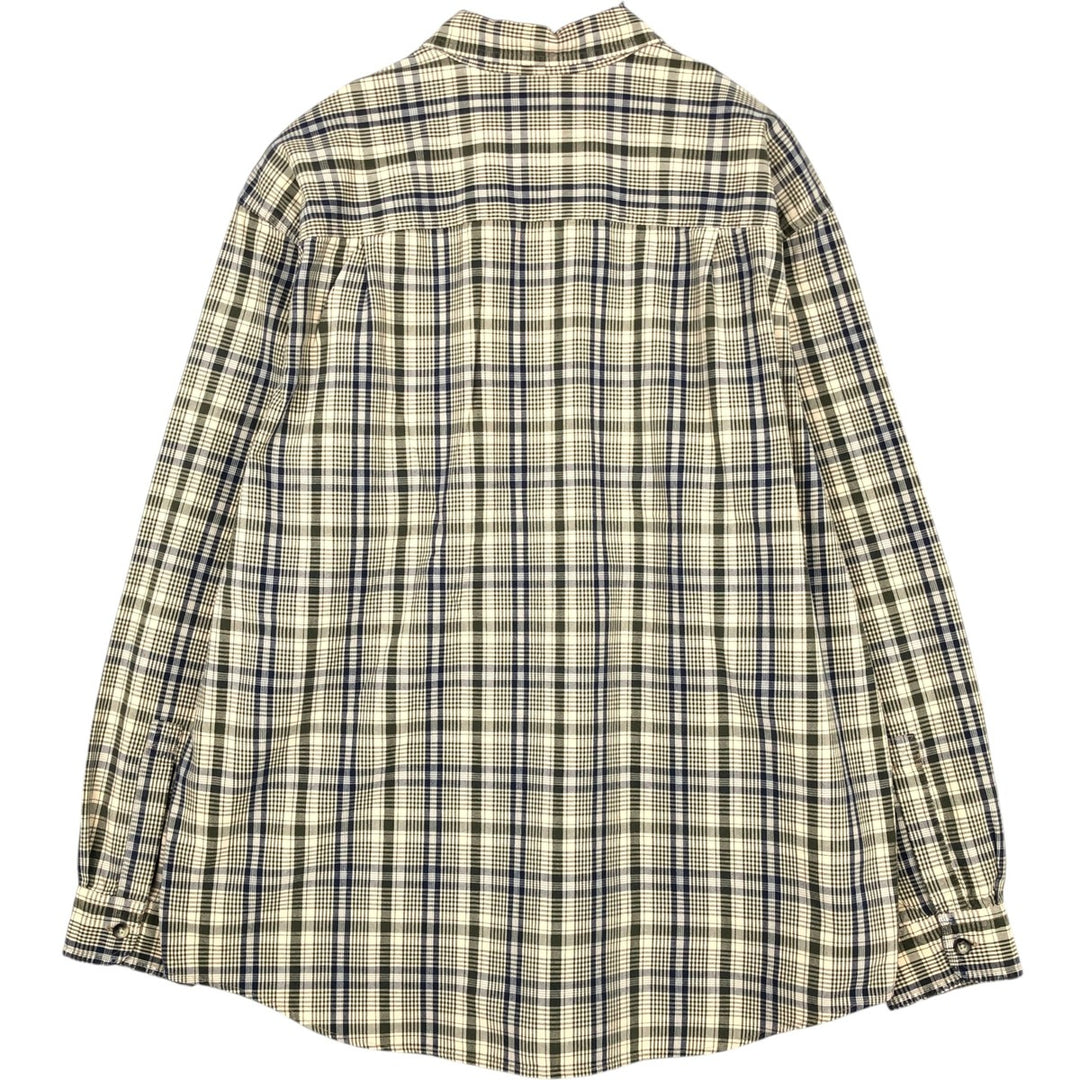 80s-90'S LLBean long-sleeved check shirt, men's size L (approx.) cotton Beige type Vintage Second Hand