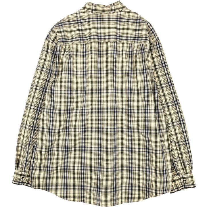 80s-90'S LLBean long-sleeved check shirt, men's size L (approx.) cotton Beige type Vintage Second Hand