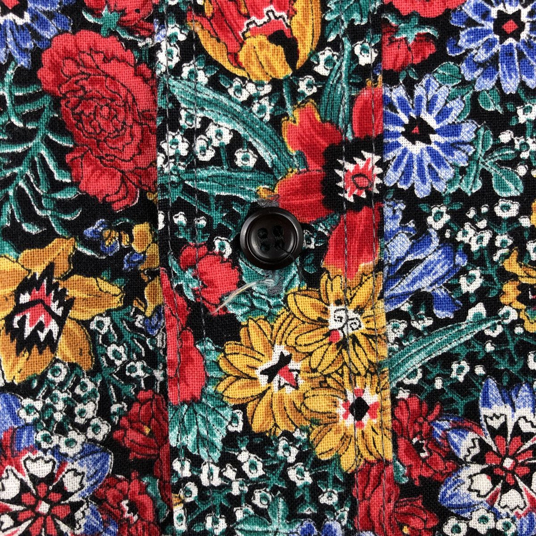 80s-90'S Wrangler COWBOY CUT REGULAR FIT Floral Print Long-Sleeve Button-Down Shirt, Made in USA, Men's Size L cotton green type Vintage Second Hand
