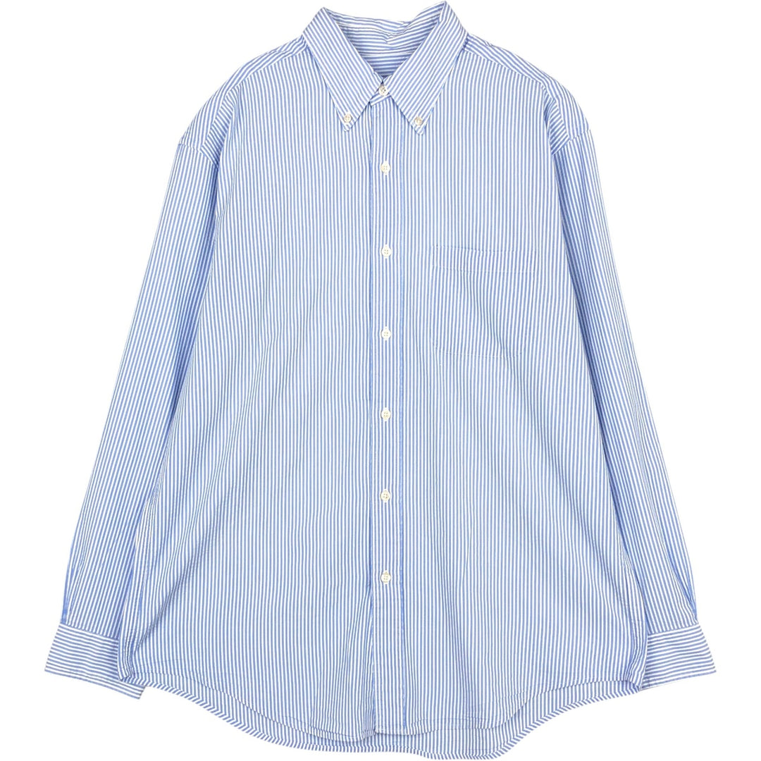 Brooks Brothers Est.1818 Seersucker Long Sleeve Button-Down Striped Shirt, Men's Size L cotton navy blue type Vintage Second Hand