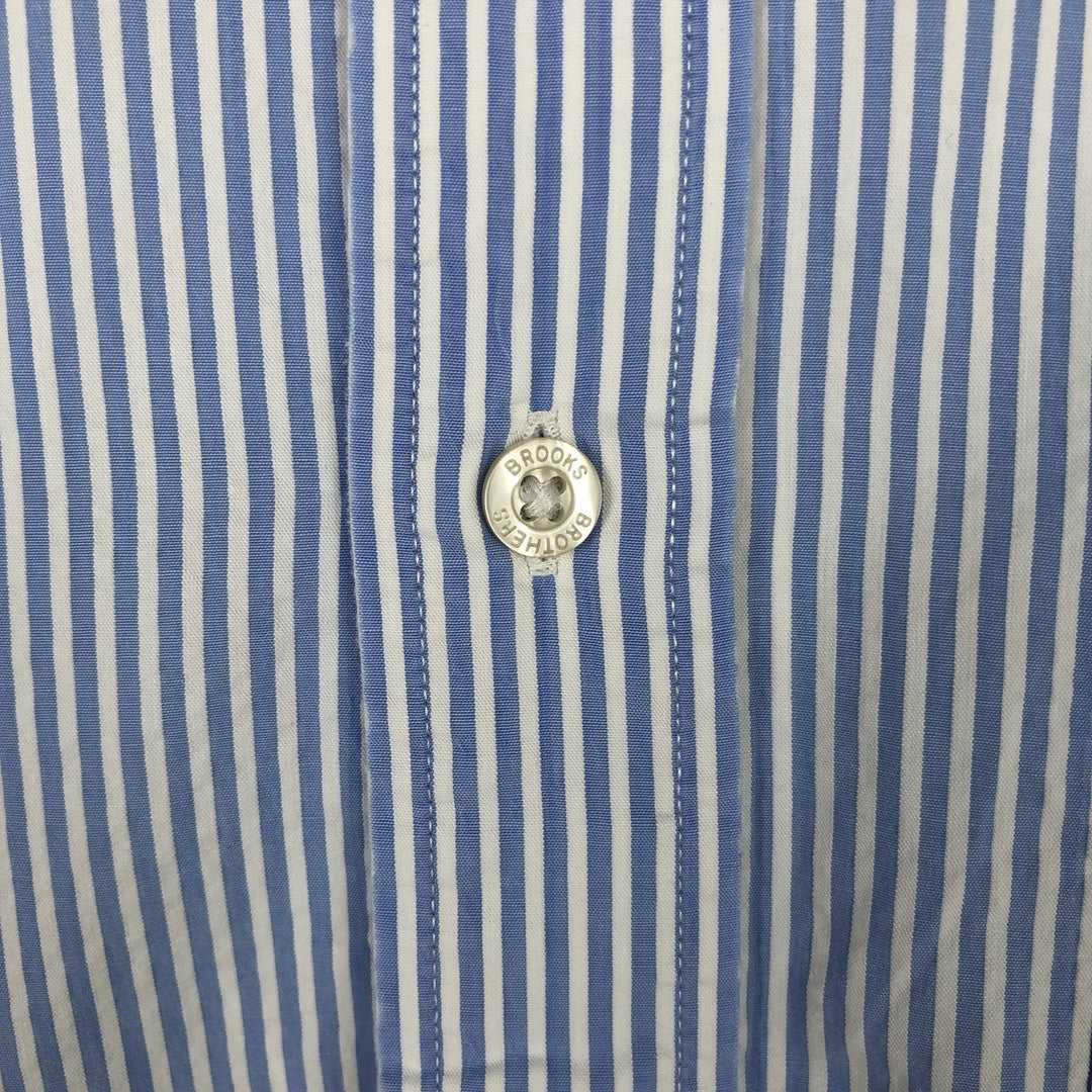Brooks Brothers Est.1818 Seersucker Long Sleeve Button-Down Striped Shirt, Men's Size L cotton navy blue type Vintage Second Hand