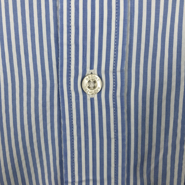 Brooks Brothers Est.1818 Seersucker Long Sleeve Button-Down Striped Shirt, Men's Size L cotton navy blue type Vintage Second Hand