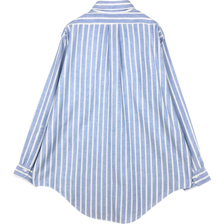 Brooks Brothers Est.1818 Multi-Stripe Long-Sleeve Button-Down Stripe Shirt, Made in USA, Men's Size L (approx.) cotton navy blue type Vintage Second Hand