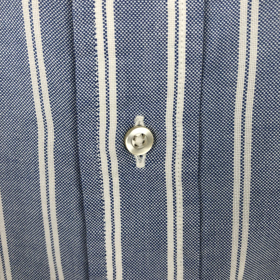 Brooks Brothers Est.1818 Multi-Stripe Long-Sleeve Button-Down Stripe Shirt, Made in USA, Men's Size L (approx.) cotton navy blue type Vintage Second Hand