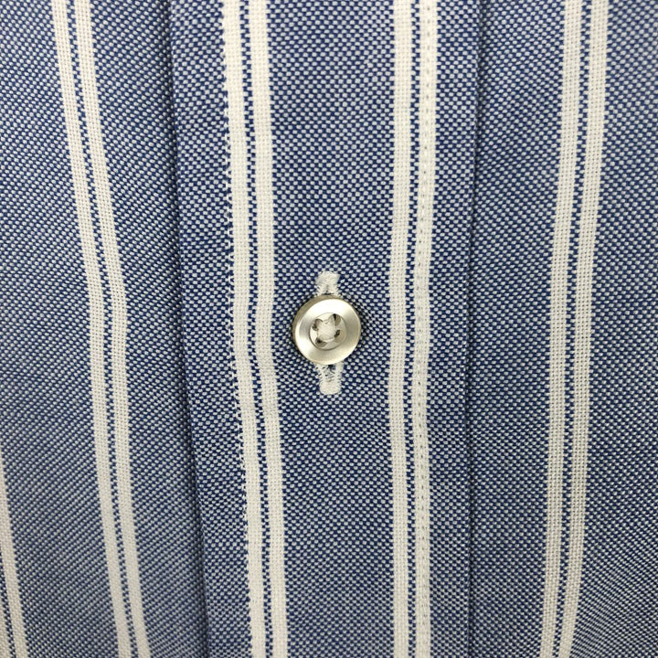 Brooks Brothers Est.1818 Multi-Stripe Long-Sleeve Button-Down Stripe Shirt, Made in USA, Men's Size L (approx.) cotton navy blue type Vintage Second Hand