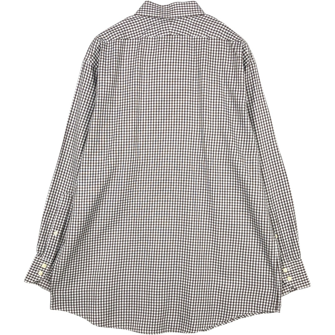 Brooks Brothers Est.1818 Long-Sleeve Cotton Check Shirt, Made in USA, Men's Size L (approx.) cotton brown type Vintage Second Hand