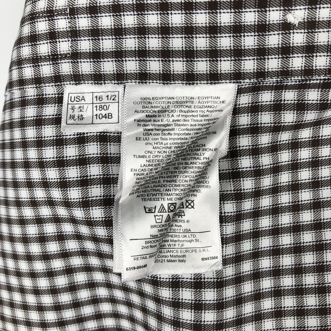 Brooks Brothers Est.1818 Long-Sleeve Cotton Check Shirt, Made in USA, Men's Size L (approx.) cotton brown type Vintage Second Hand