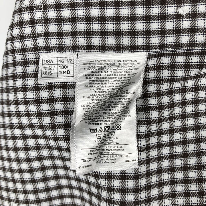 Brooks Brothers Est.1818 Long-Sleeve Cotton Check Shirt, Made in USA, Men's Size L (approx.) cotton brown type Vintage Second Hand