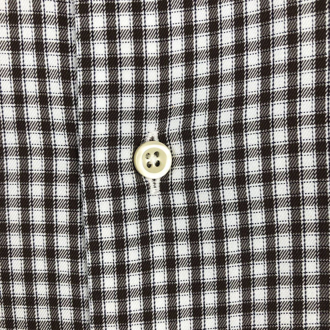 Brooks Brothers Est.1818 Long-Sleeve Cotton Check Shirt, Made in USA, Men's Size L (approx.) cotton brown type Vintage Second Hand