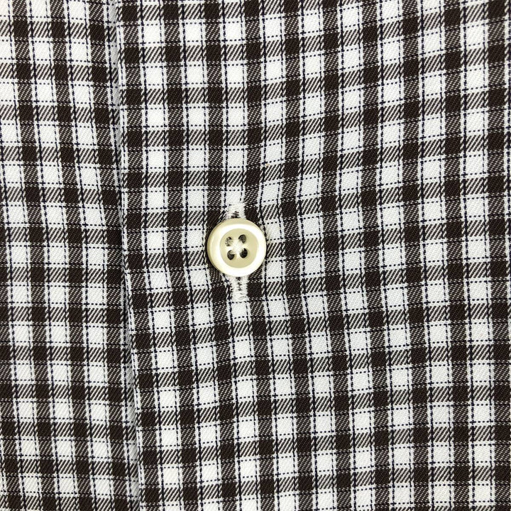 Brooks Brothers Est.1818 Long-Sleeve Cotton Check Shirt, Made in USA, Men's Size L (approx.) cotton brown type Vintage Second Hand