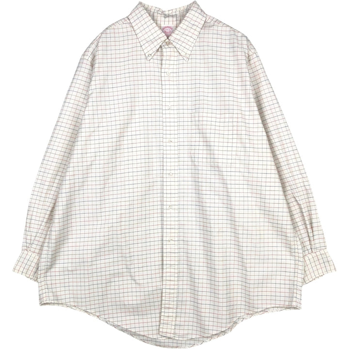 Brooks Brothers MAKERS Long Sleeve Button-Down Check Shirt Made in USA Men's XL Supima Cotton white type Vintage Second Hand
