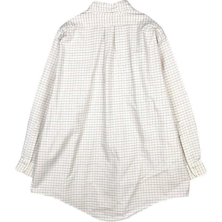 Brooks Brothers MAKERS Long Sleeve Button-Down Check Shirt Made in USA Men's XL Supima Cotton white type Vintage Second Hand