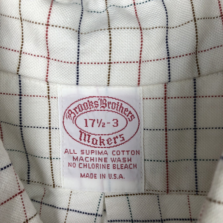 Brooks Brothers MAKERS Long Sleeve Button-Down Check Shirt Made in USA Men's XL Supima Cotton white type Vintage Second Hand