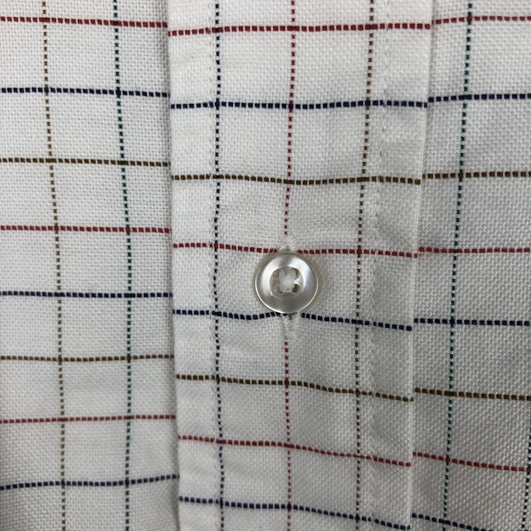 Brooks Brothers MAKERS Long Sleeve Button-Down Check Shirt Made in USA Men's XL Supima Cotton white type Vintage Second Hand