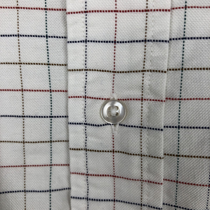 Brooks Brothers MAKERS Long Sleeve Button-Down Check Shirt Made in USA Men's XL Supima Cotton white type Vintage Second Hand