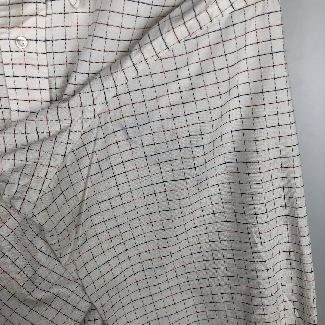 Brooks Brothers MAKERS Long Sleeve Button-Down Check Shirt Made in USA Men's XL Supima Cotton white type Vintage Second Hand