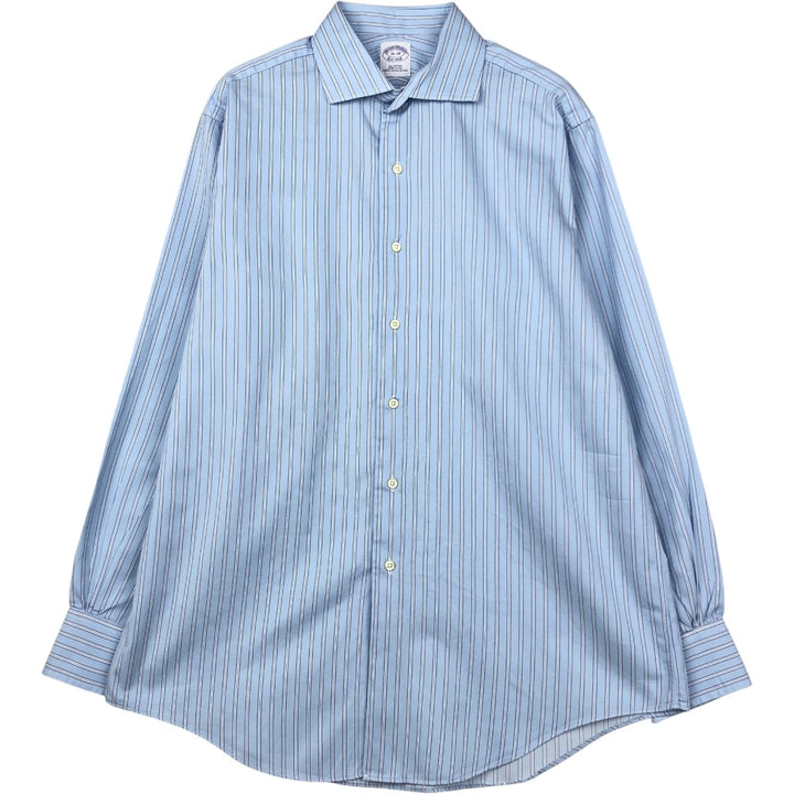 2000'S Brooks Brothers Est.1818 Long-Sleeve Cotton Stripe Shirt, Made in USA, Men's Size L (approx.) cotton Blue type light blue Vintage Second Hand