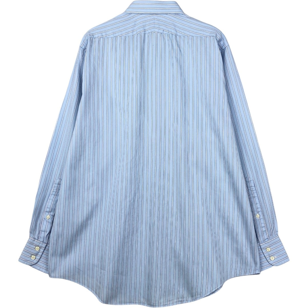 2000'S Brooks Brothers Est.1818 Long-Sleeve Cotton Stripe Shirt, Made in USA, Men's Size L (approx.) cotton Blue type light blue Vintage Second Hand
