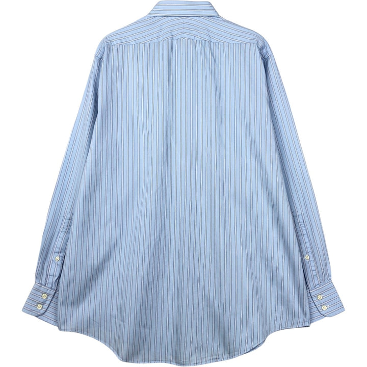 2000'S Brooks Brothers Est.1818 Long-Sleeve Cotton Stripe Shirt, Made in USA, Men's Size L (approx.) cotton Blue type light blue Vintage Second Hand