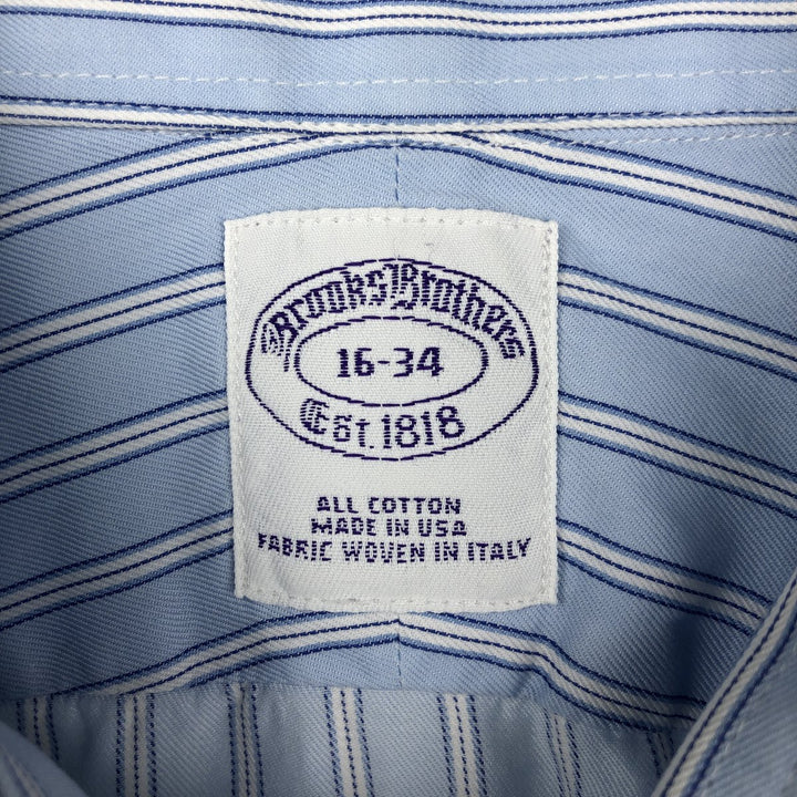 2000'S Brooks Brothers Est.1818 Long-Sleeve Cotton Stripe Shirt, Made in USA, Men's Size L (approx.) cotton Blue type light blue Vintage Second Hand