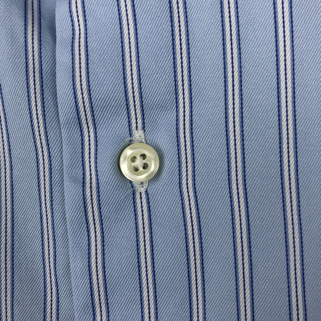 2000'S Brooks Brothers Est.1818 Long-Sleeve Cotton Stripe Shirt, Made in USA, Men's Size L (approx.) cotton Blue type light blue Vintage Second Hand
