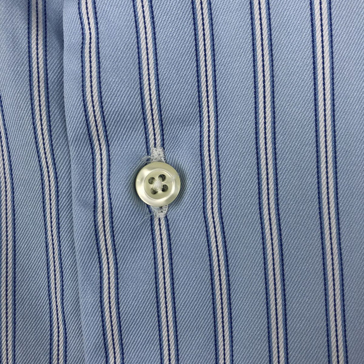 2000'S Brooks Brothers Est.1818 Long-Sleeve Cotton Stripe Shirt, Made in USA, Men's Size L (approx.) cotton Blue type light blue Vintage Second Hand