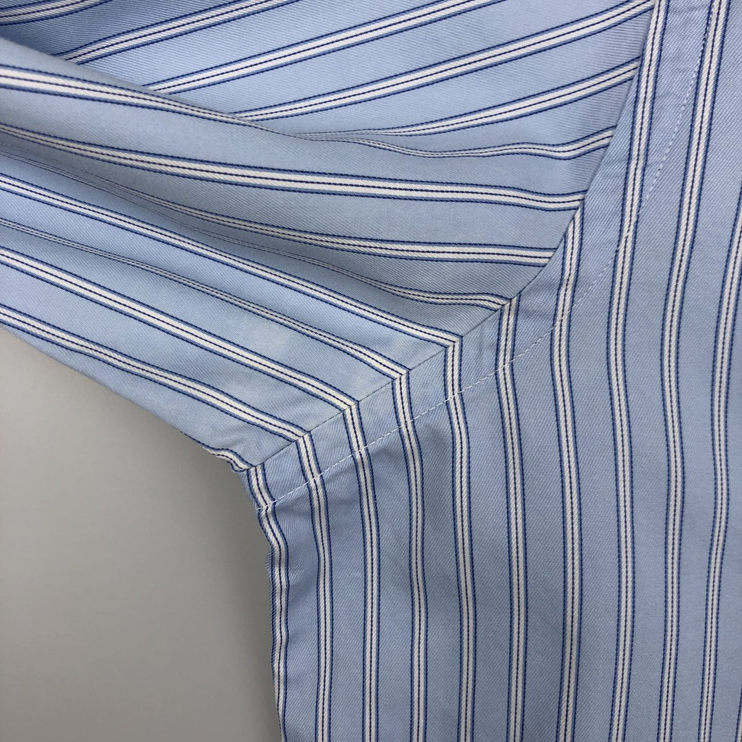 2000'S Brooks Brothers Est.1818 Long-Sleeve Cotton Stripe Shirt, Made in USA, Men's Size L (approx.) cotton Blue type light blue Vintage Second Hand