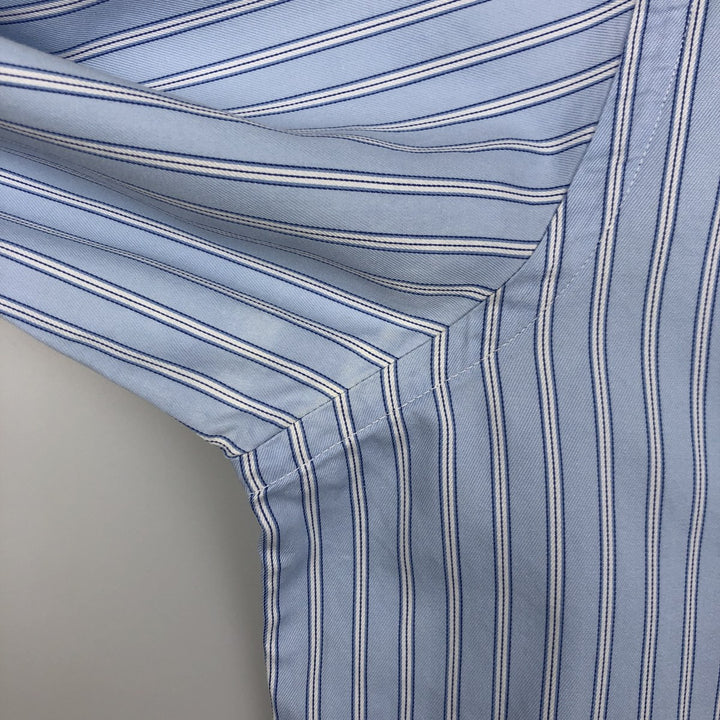 2000'S Brooks Brothers Est.1818 Long-Sleeve Cotton Stripe Shirt, Made in USA, Men's Size L (approx.) cotton Blue type light blue Vintage Second Hand