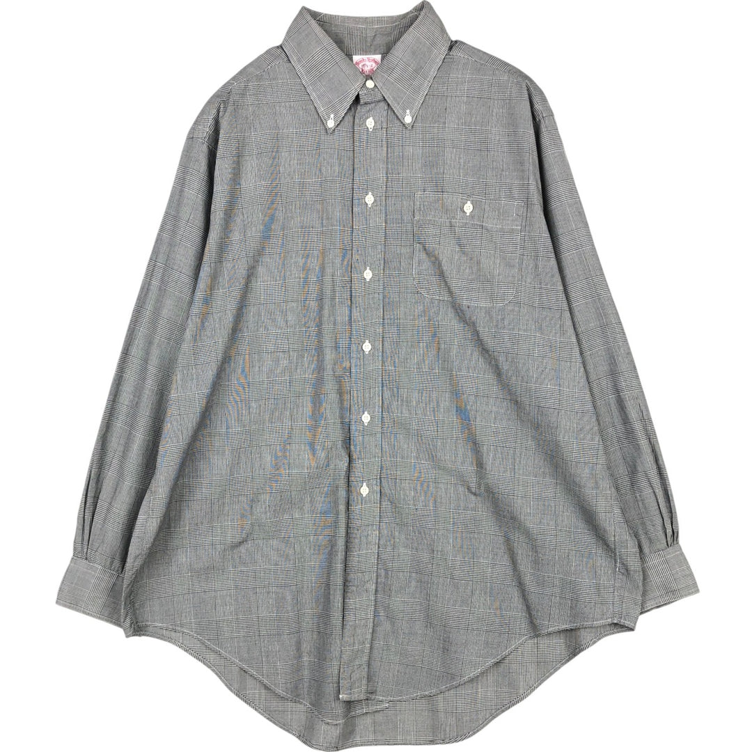 Brooks Brothers Est.1818 Long Sleeve Button-Down Check Shirt Made in USA Men's Size L cotton gray type Vintage Second Hand