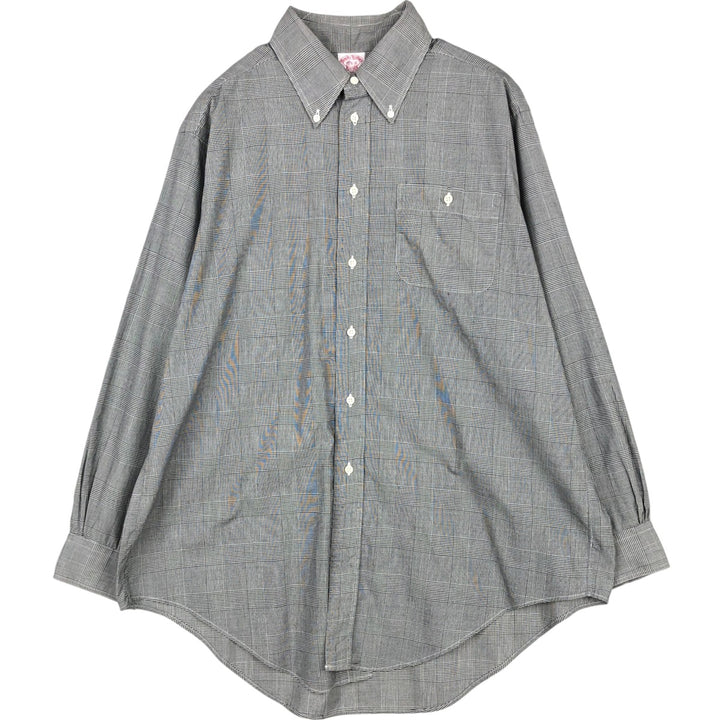 Brooks Brothers Est.1818 Long Sleeve Button-Down Check Shirt Made in USA Men's Size L cotton gray type Vintage Second Hand