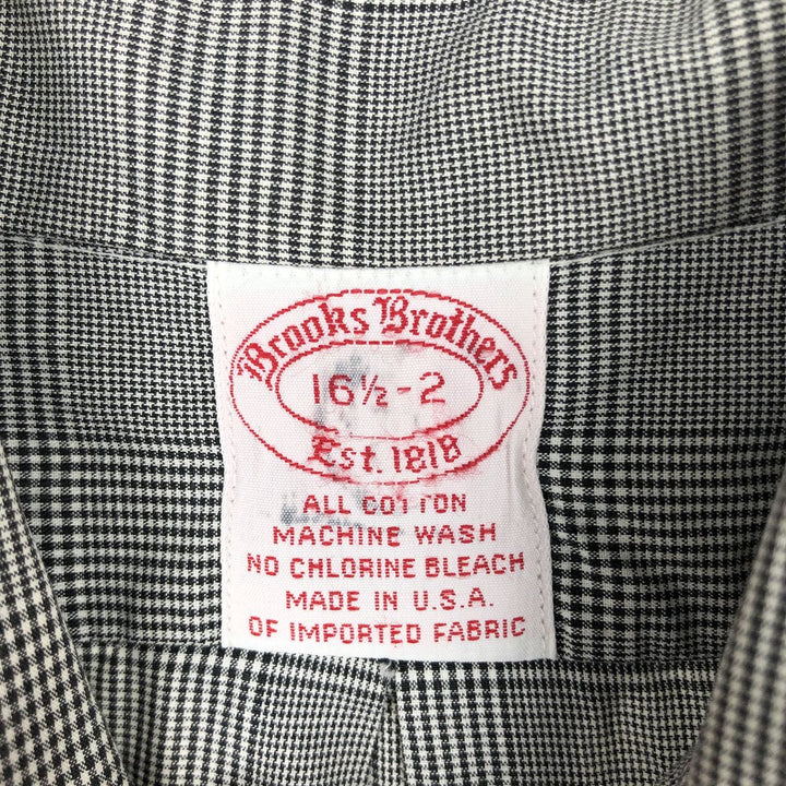 Brooks Brothers Est.1818 Long Sleeve Button-Down Check Shirt Made in USA Men's Size L cotton gray type Vintage Second Hand