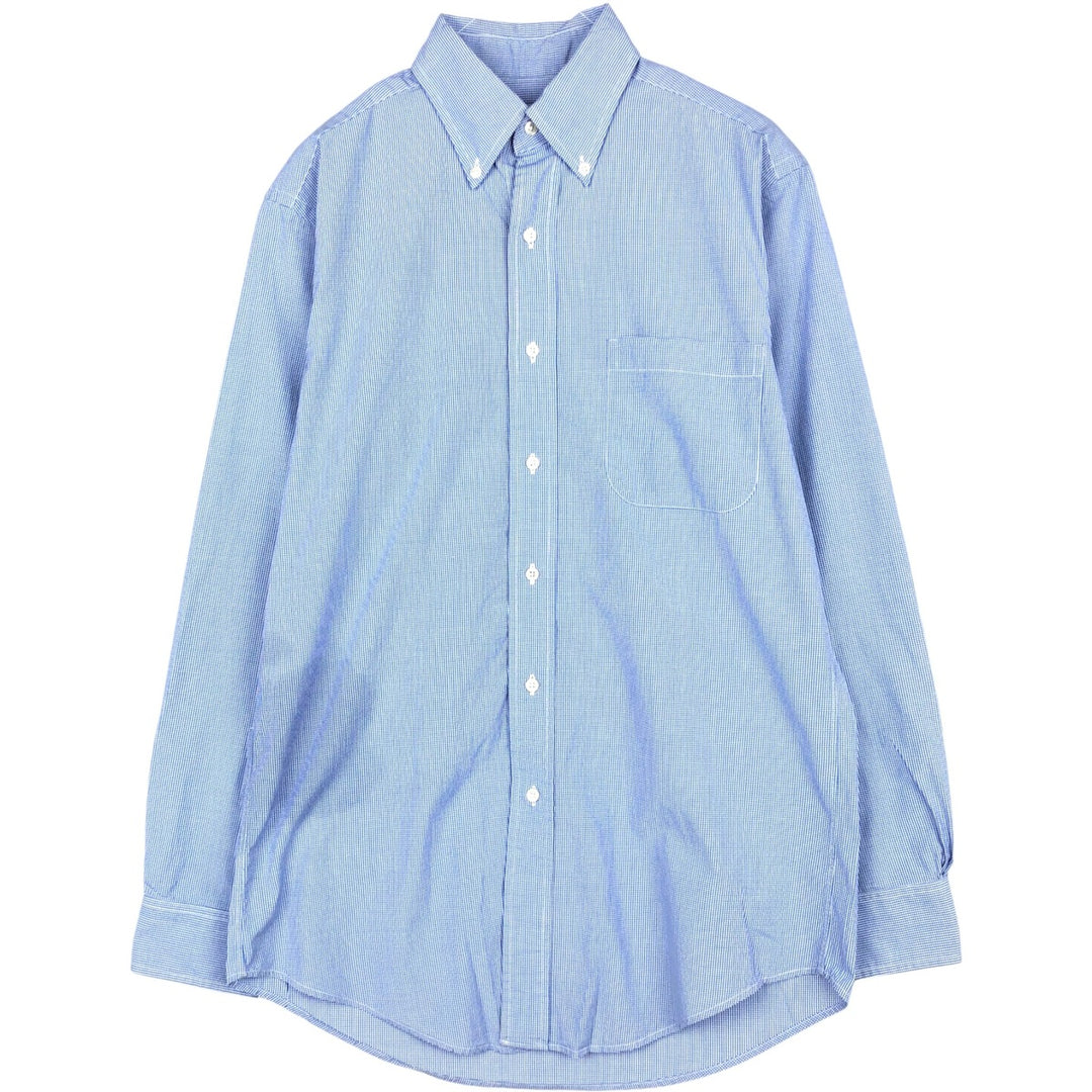 Brooks Brothers MAKERS Long-Sleeve Button-Down Check Shirt, Made in USA, Men's Size S (approx.) cotton blue type Vintage Second Hand