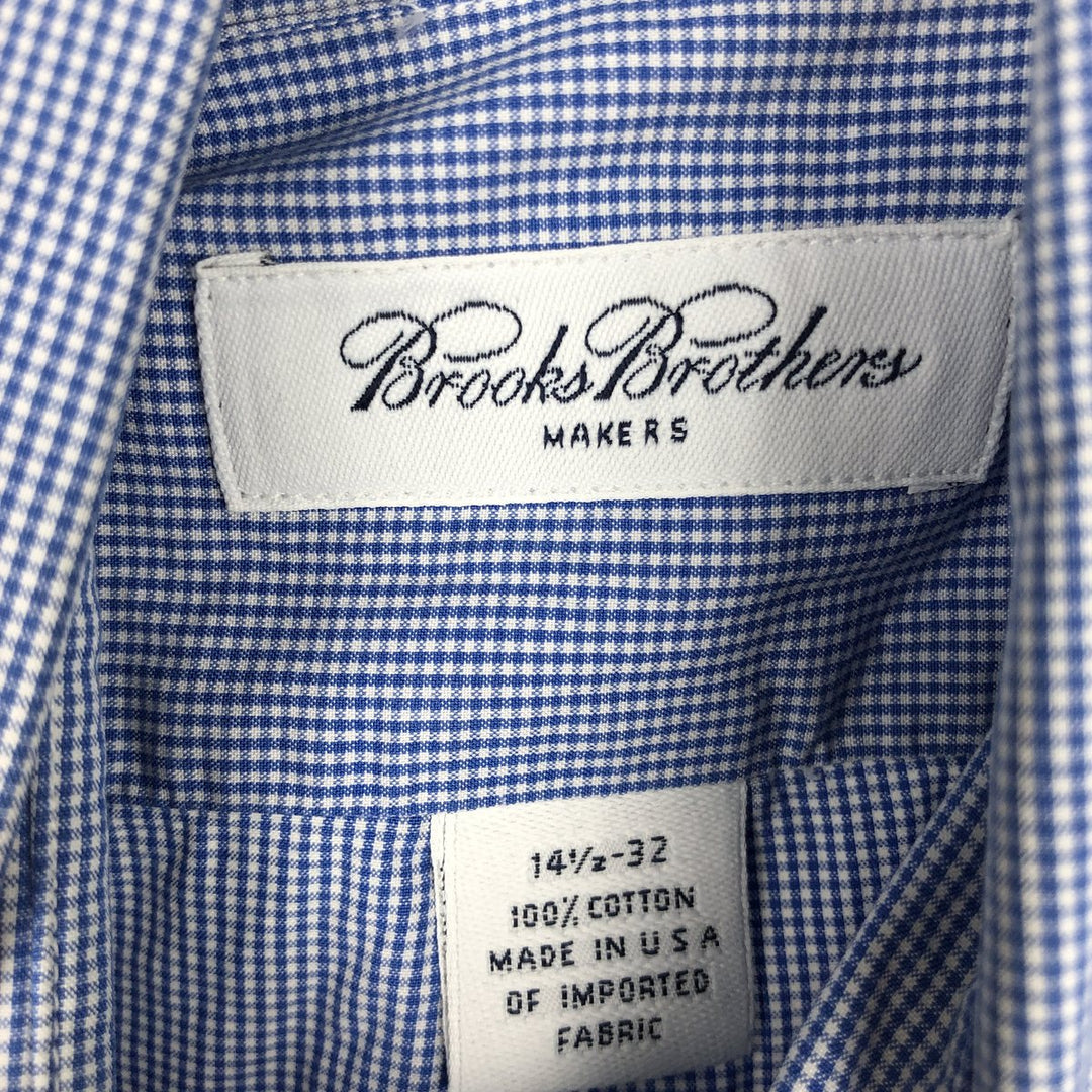 Brooks Brothers MAKERS Long-Sleeve Button-Down Check Shirt, Made in USA, Men's Size S (approx.) cotton blue type Vintage Second Hand