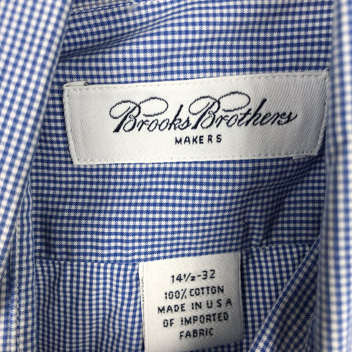 Brooks Brothers MAKERS Long-Sleeve Button-Down Check Shirt, Made in USA, Men's Size S (approx.) cotton blue type Vintage Second Hand