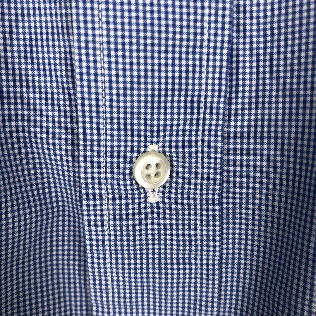 Brooks Brothers MAKERS Long-Sleeve Button-Down Check Shirt, Made in USA, Men's Size S (approx.) cotton blue type Vintage Second Hand