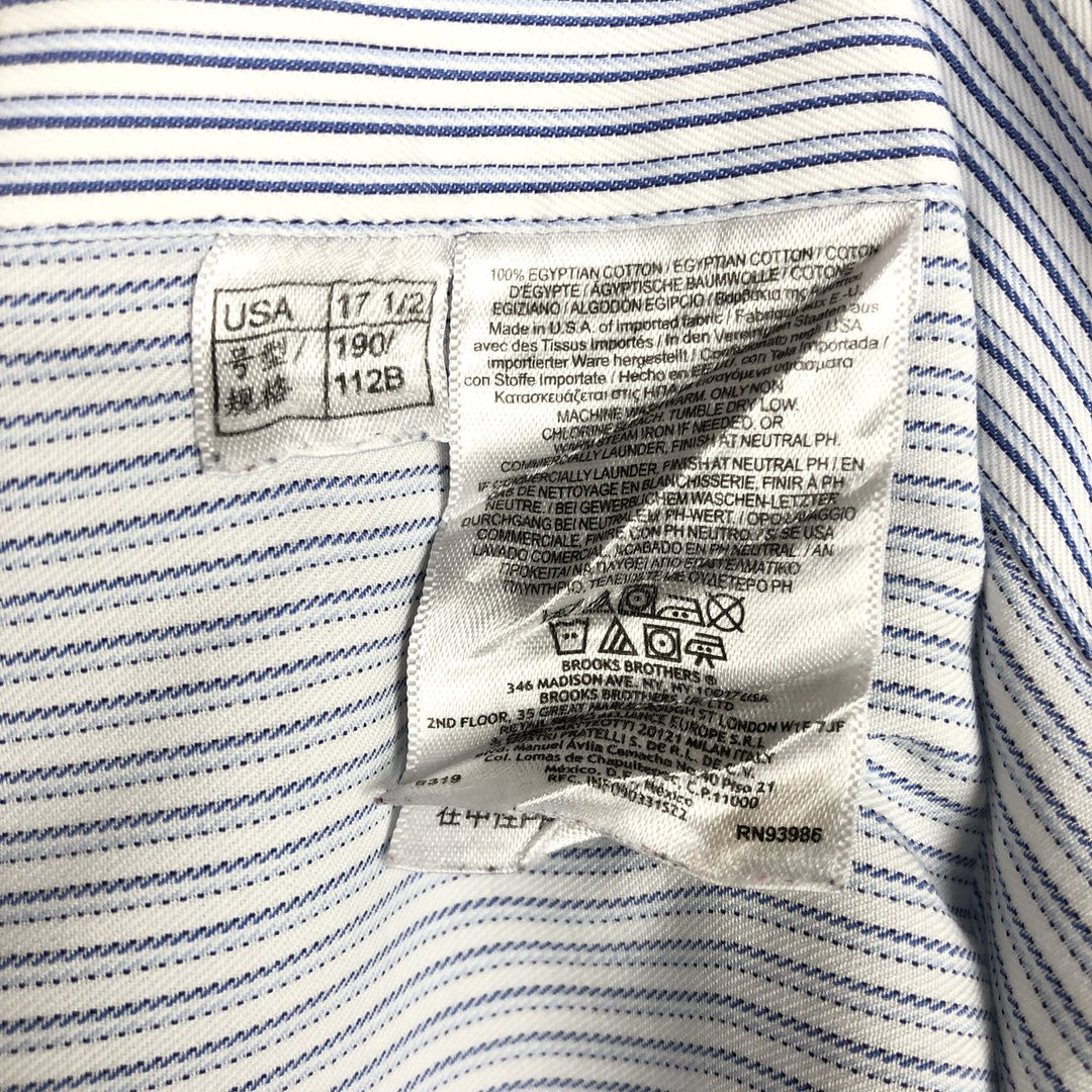 Brooks Brothers Est.1818 Long Sleeve Cotton Striped Shirt Made in USA Men's XL cotton blue type Vintage Second Hand