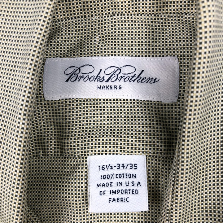 Brooks Brothers MAKERS Long-Sleeve Cotton Check Shirt, Made in USA, Men's Size L (approx.) cotton Beige type Vintage Second Hand