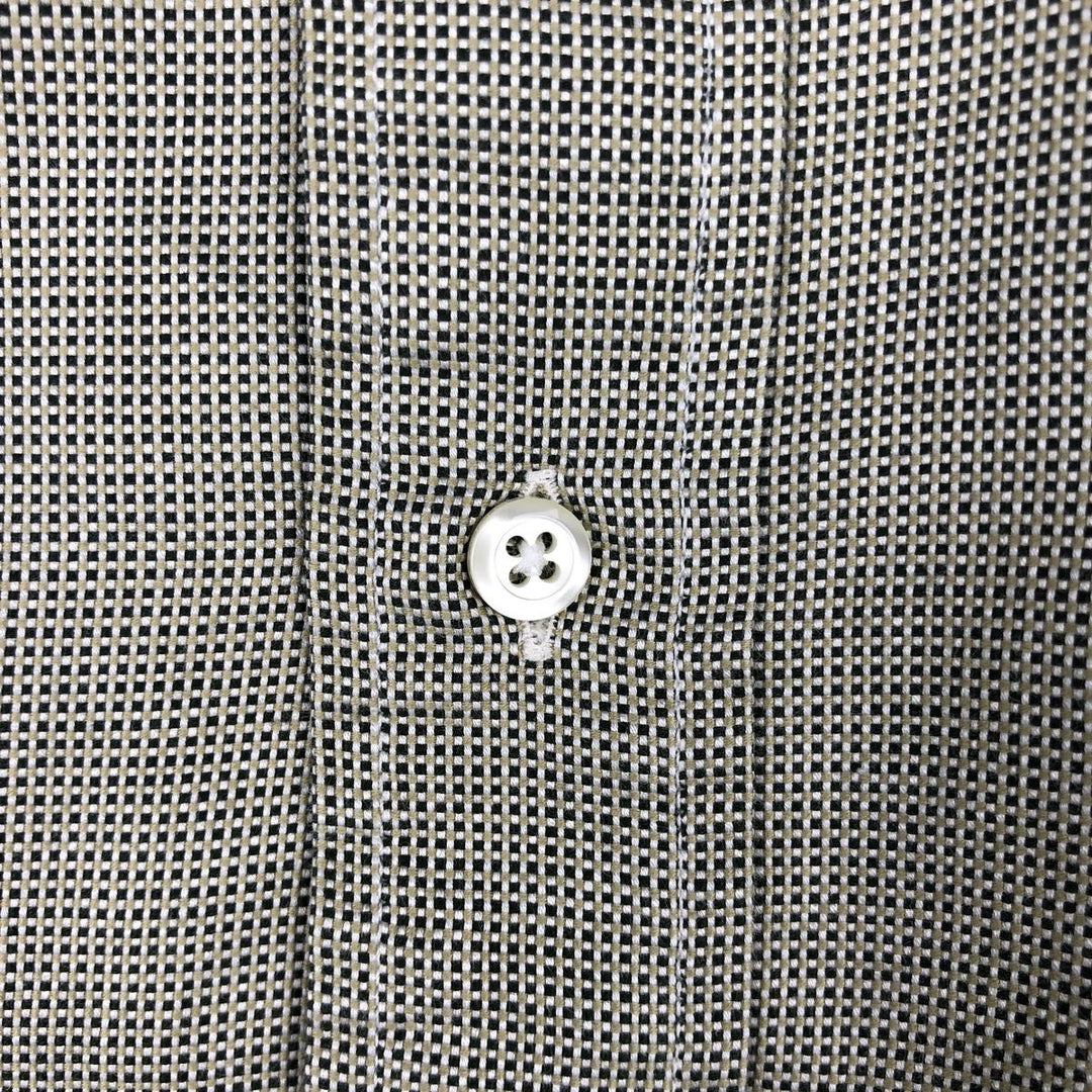 Brooks Brothers MAKERS Long-Sleeve Cotton Check Shirt, Made in USA, Men's Size L (approx.) cotton Beige type Vintage Second Hand