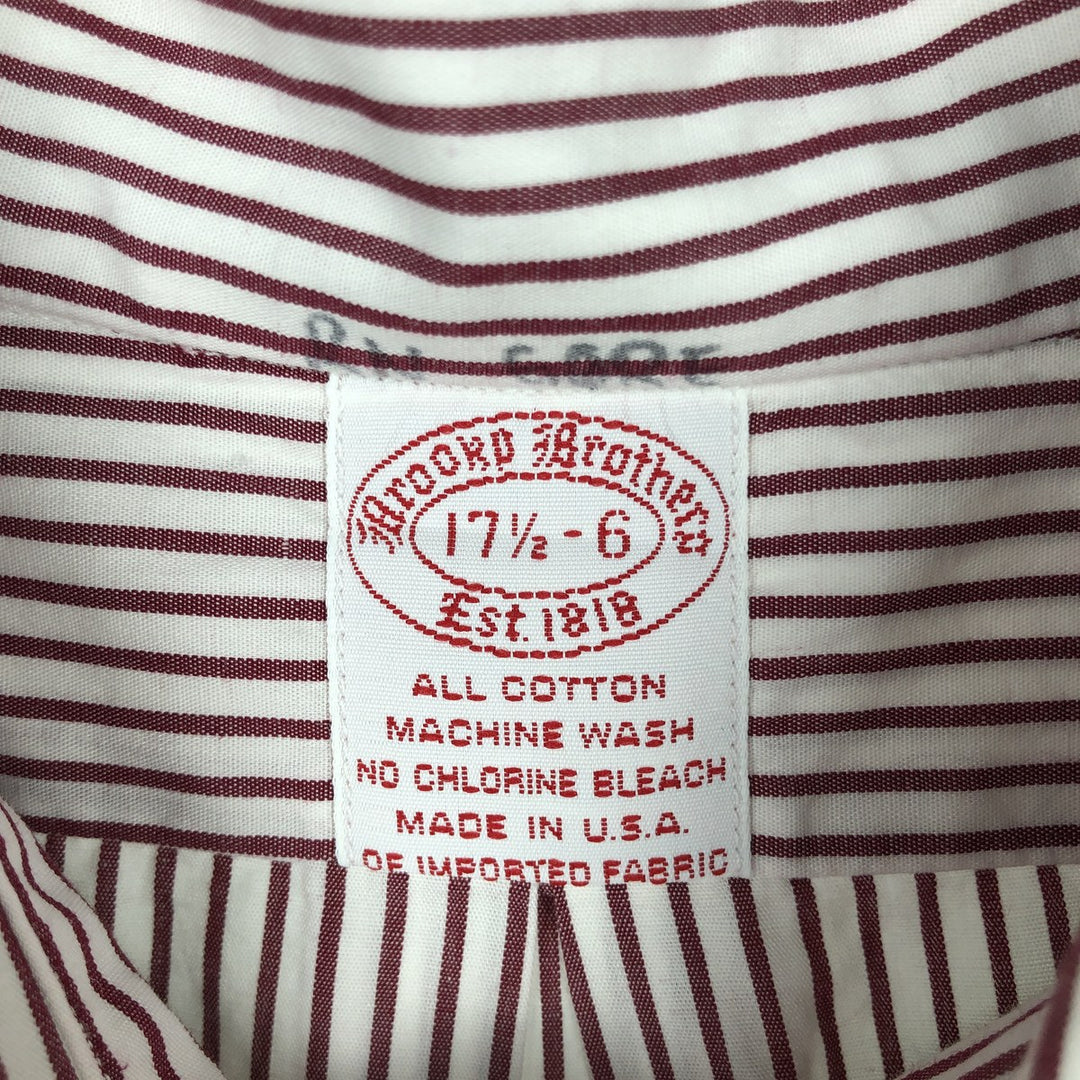 Brooks Brothers Est.1818 Long Sleeve Cotton Striped Shirt Made in USA Men's XL cotton red type reddish brown Vintage Second Hand