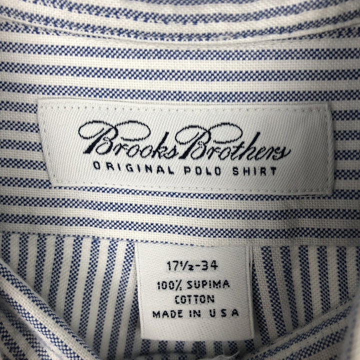 Brooks Brothers Long Sleeve Button-Down Striped Shirt Made in USA Men's XL Supima Cotton Blue type light blue Vintage Second Hand