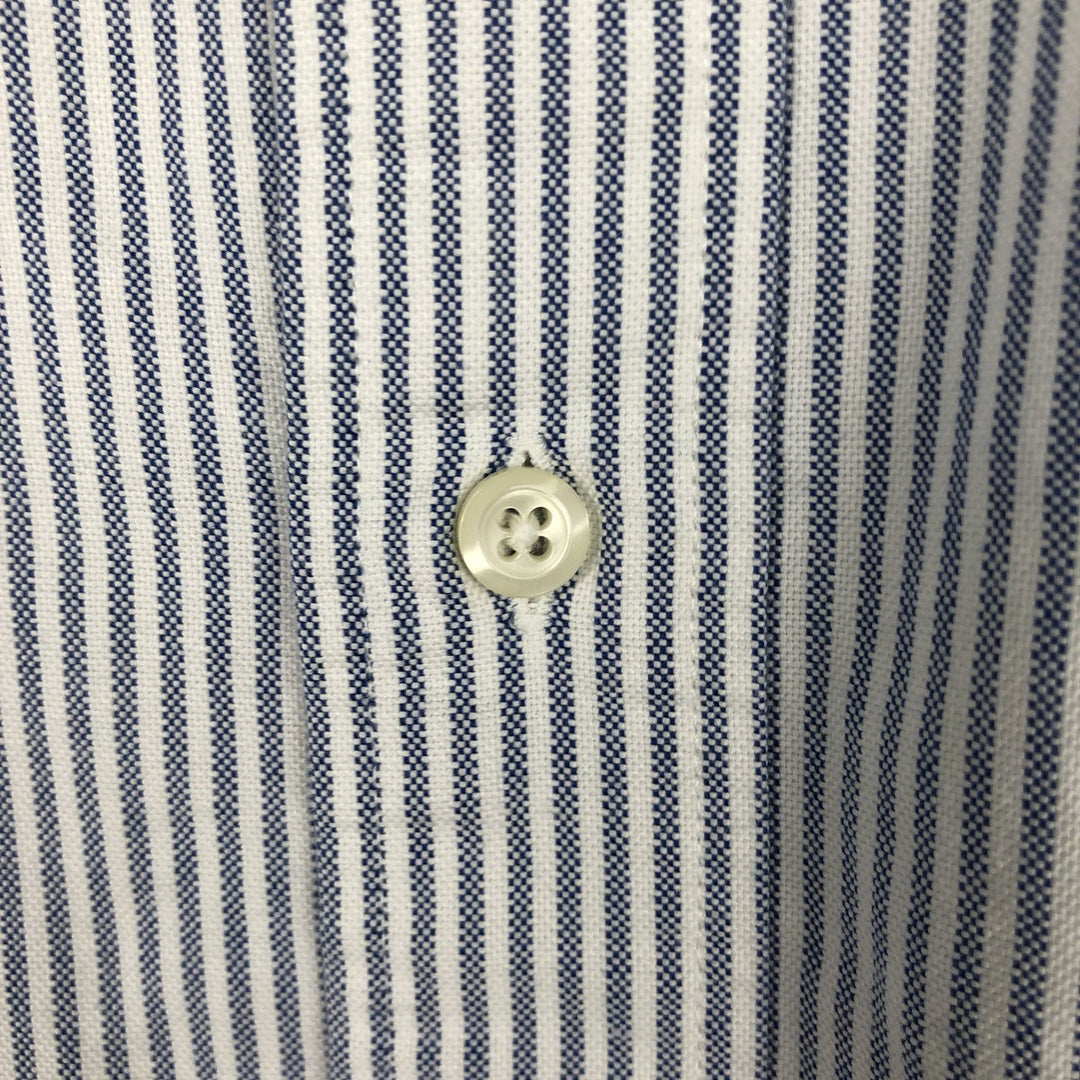 Brooks Brothers Long Sleeve Button-Down Striped Shirt Made in USA Men's XL Supima Cotton Blue type light blue Vintage Second Hand