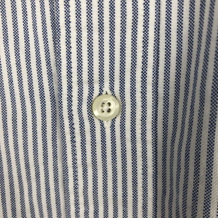 Brooks Brothers Long Sleeve Button-Down Striped Shirt Made in USA Men's XL Supima Cotton Blue type light blue Vintage Second Hand