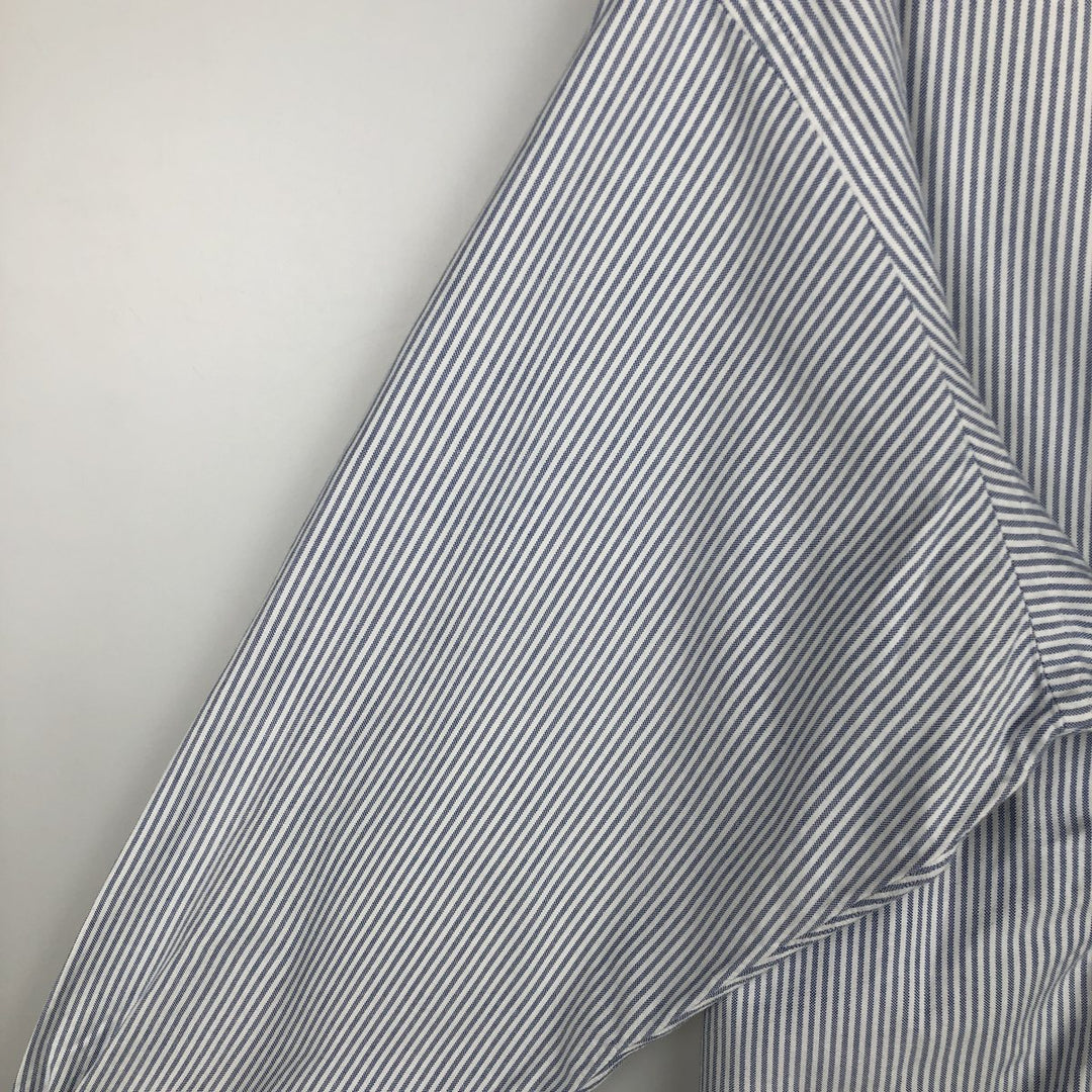 Brooks Brothers Long Sleeve Button-Down Striped Shirt Made in USA Men's XL Supima Cotton Blue type light blue Vintage Second Hand