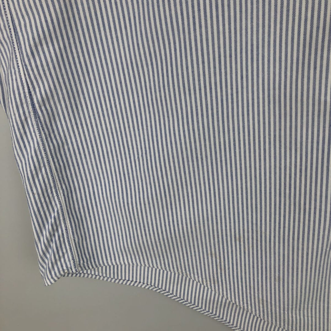 Brooks Brothers Long Sleeve Button-Down Striped Shirt Made in USA Men's XL Supima Cotton Blue type light blue Vintage Second Hand