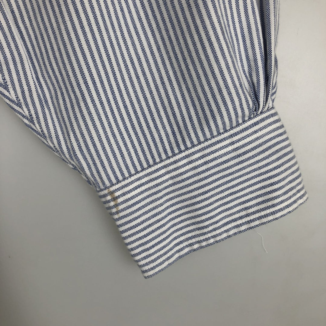 Brooks Brothers Long Sleeve Button-Down Striped Shirt Made in USA Men's XL Supima Cotton Blue type light blue Vintage Second Hand