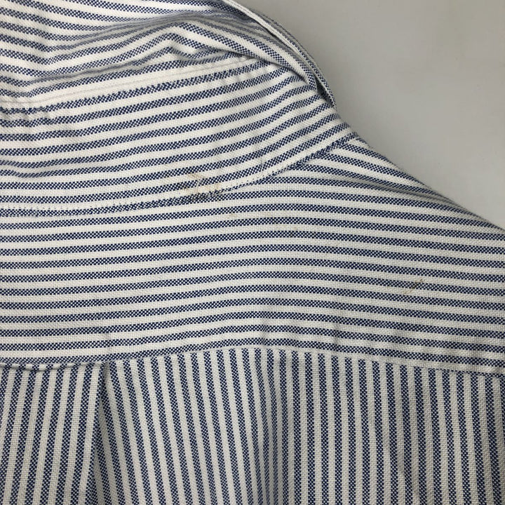 Brooks Brothers Long Sleeve Button-Down Striped Shirt Made in USA Men's XL Supima Cotton Blue type light blue Vintage Second Hand