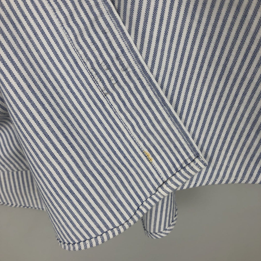 Brooks Brothers Long Sleeve Button-Down Striped Shirt Made in USA Men's XL Supima Cotton Blue type light blue Vintage Second Hand