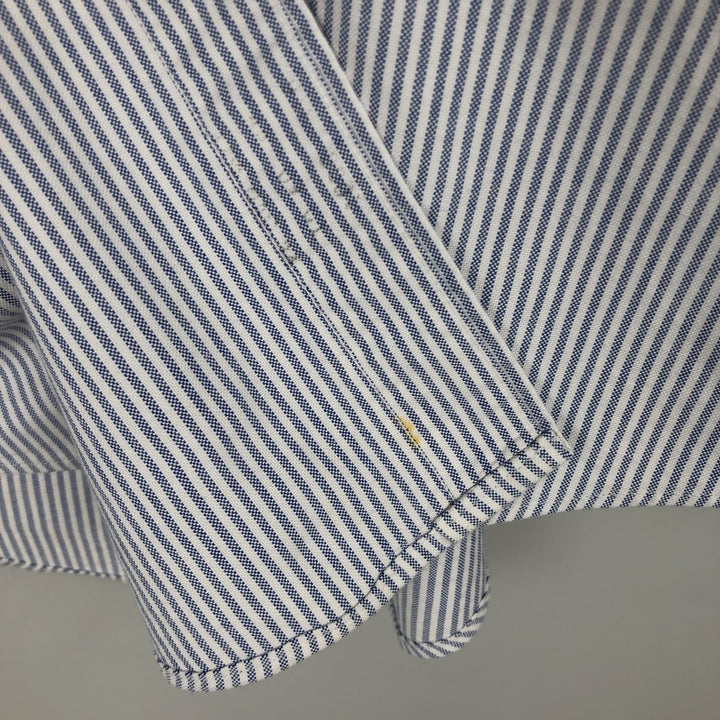 Brooks Brothers Long Sleeve Button-Down Striped Shirt Made in USA Men's XL Supima Cotton Blue type light blue Vintage Second Hand