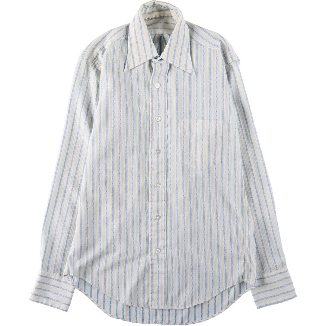 Long-sleeved striped shirt, men's size L (approx.) unclear Blue type light blue Vintage Second Hand