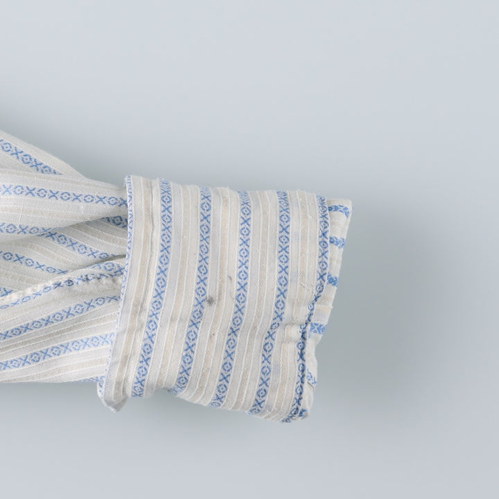 Long-sleeved striped shirt, men's size L (approx.) unclear Blue type light blue Vintage Second Hand